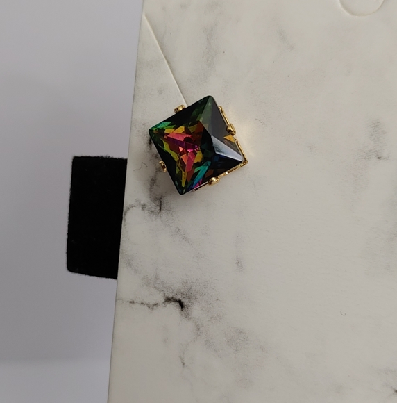 Colorful Iridescent Square Earrings - Picture 2 of 4
